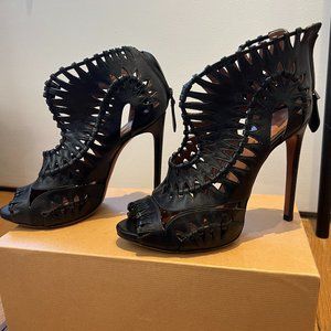 Alaia Leather Cage Booties